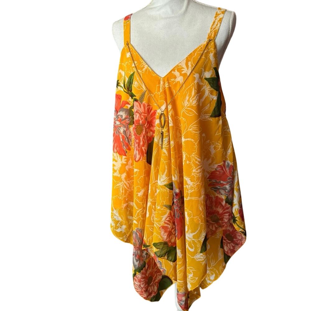 Unique Spectrum sunshine floral flowy tank top asymetrical hi low 2x plus - Picture 1 of 15